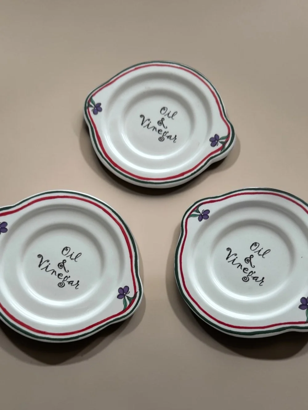 Bella Casa by Ganz Oil & Vinegar Dipping Plates Set of 3 Hand Painted Floral